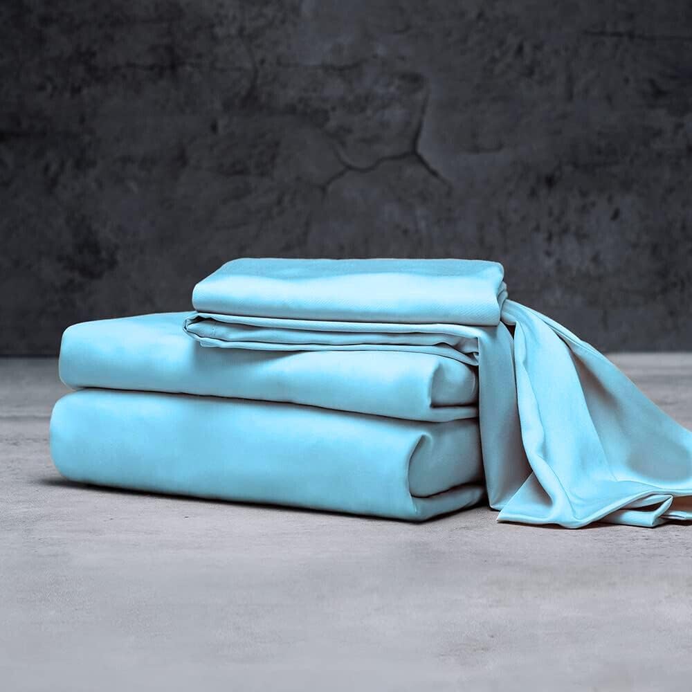 Mulberry Silk Satin Elastic Fitted 15" Dp & Flat Sheet with 2 Pillow Covers