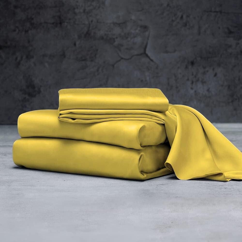 Mulberry Silk Satin Elastic Fitted 15" Dp & Flat Sheet with 2 Pillow Covers