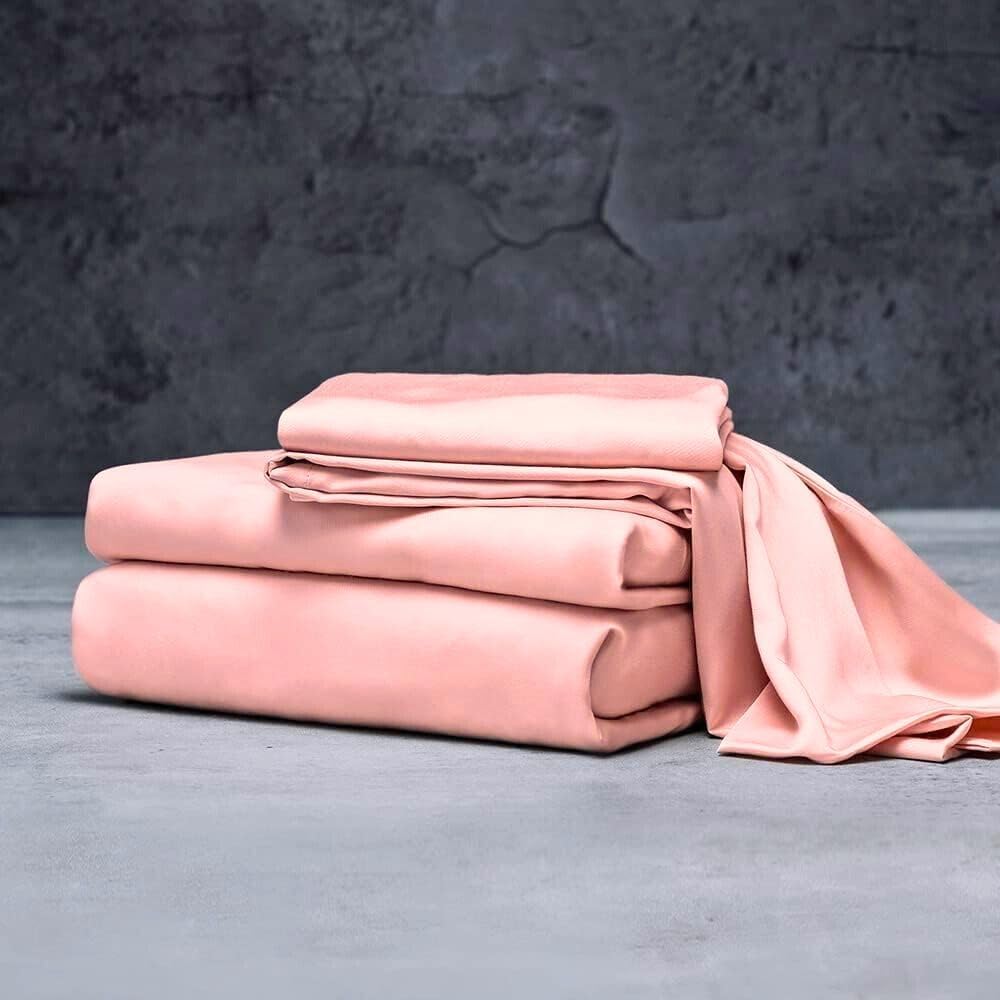 Mulberry Silk Satin Elastic Fitted 15" Dp & Flat Sheet with 2 Pillow Covers