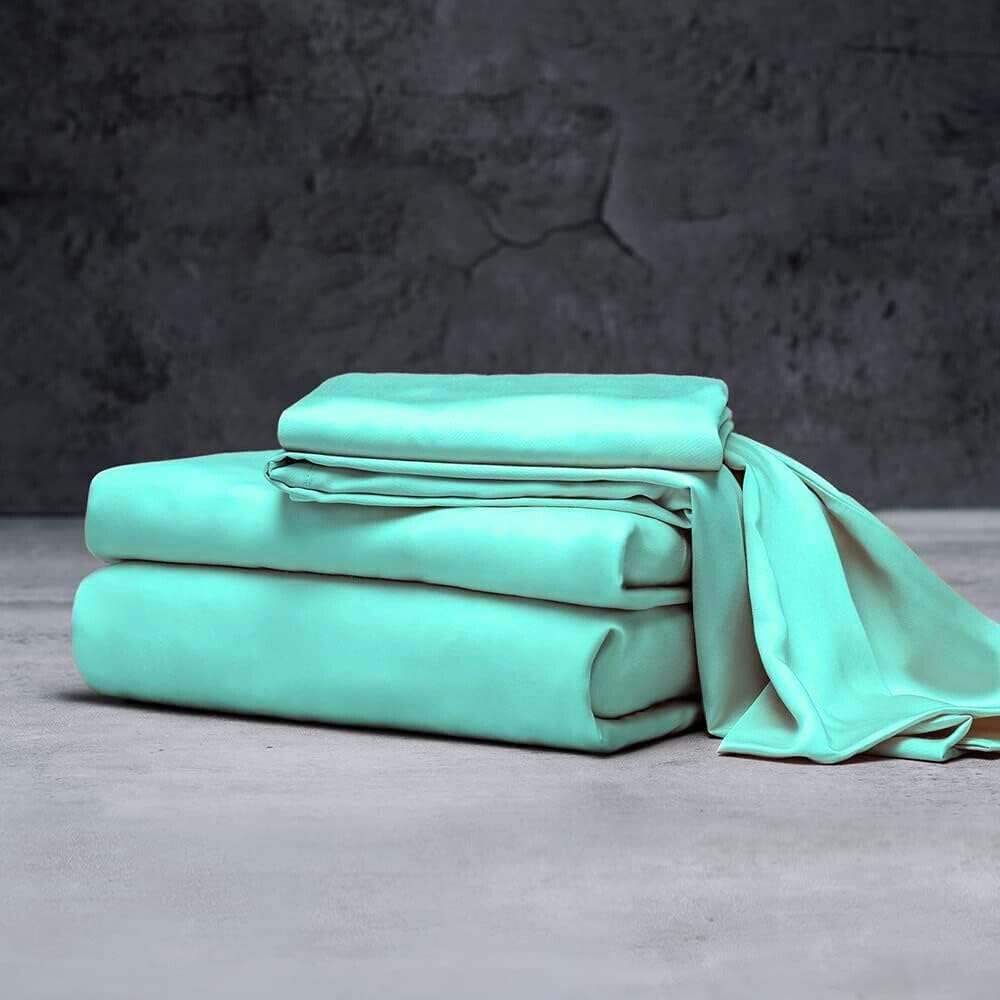 Mulberry Silk Satin Elastic Fitted 15" Dp & Flat Sheet with 2 Pillow Covers