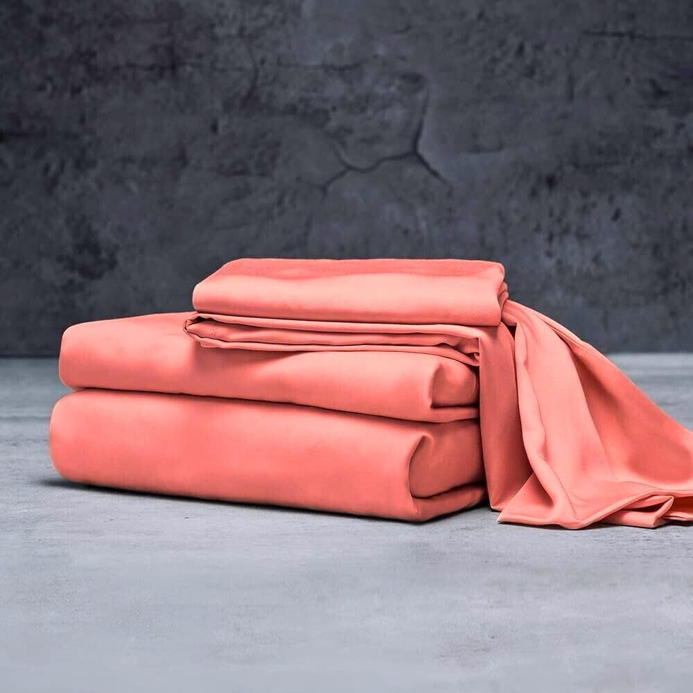 Mulberry Silk Satin Elastic Fitted 30" Dp & Flat Sheet with 2 Pillow Covers