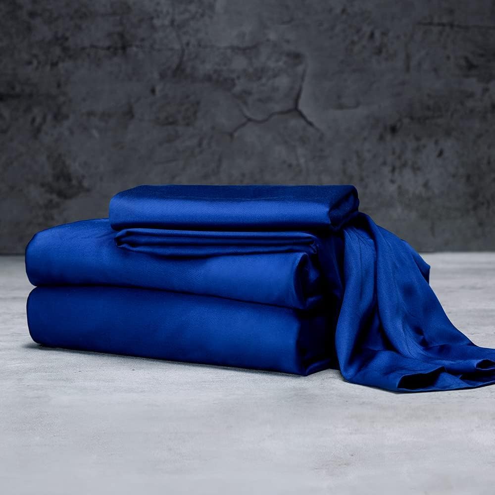 Mulberry Silk Satin Elastic Fitted 15" Dp & Flat Sheet with 2 Pillow Covers
