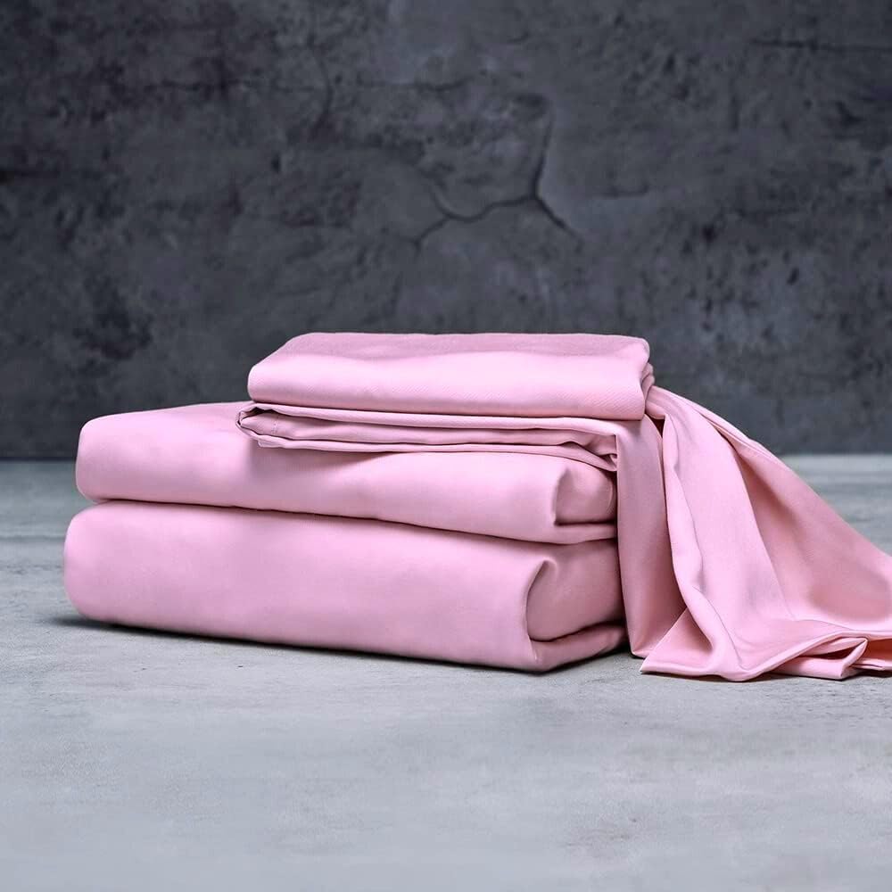 Mulberry Silk Satin Elastic Fitted 15" Dp & Flat Sheet with 2 Pillow Covers