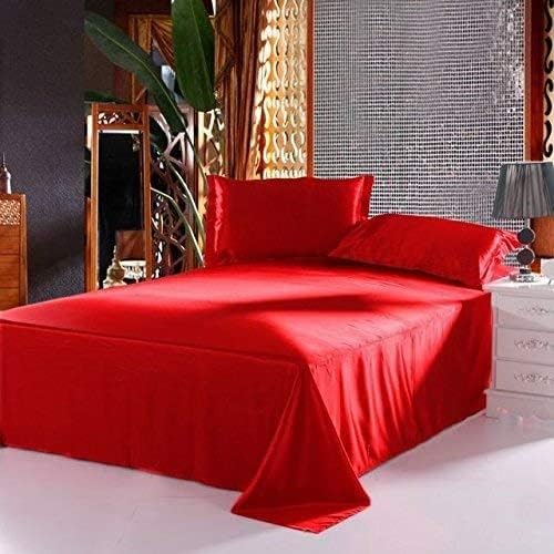 Mulberry Silk Satin Elastic Fitted 15" Dp & Flat Sheet with 2 Pillow Covers