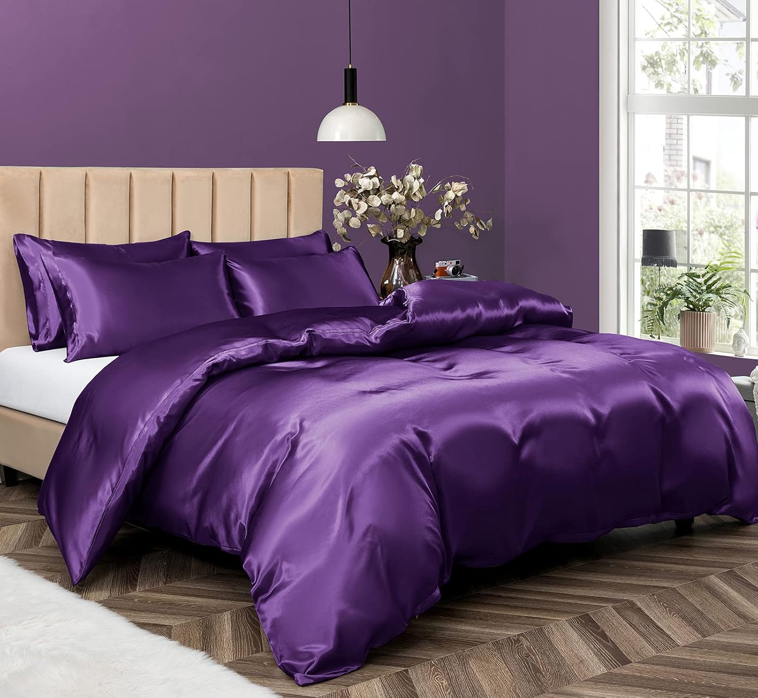 Mulberry Silk Satin Comforter with 2 Pillow Covers